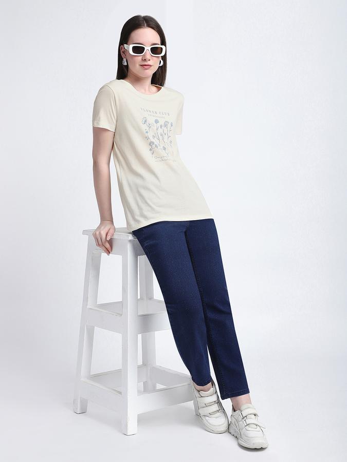 Women Cotton Regular Fit Crew Neck Graphic T-shirt