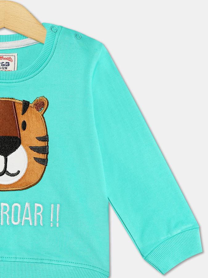 Boys Cotton Regular Fit Crew Neck Embellished Sweatshirt