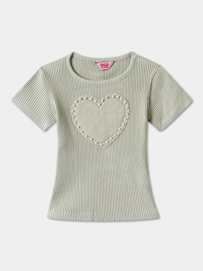 Girls Cotton Blend Solid Top and Flared Trousers Set