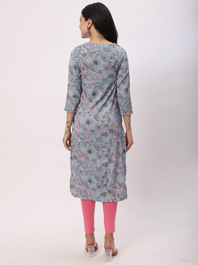 Women Rayon Regular Fit V Neck Printed Kurta