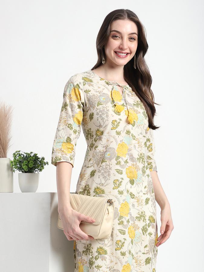 Women Viscose Regular Fit Round Neck Printed Kurta