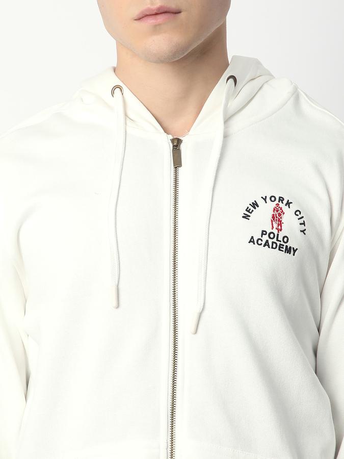 Men Fleece Regular Fit Hooded Zip-Up Sweatshirt