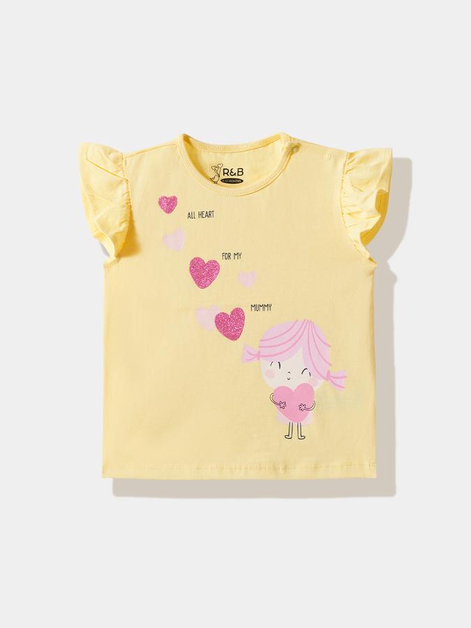 Girls Cotton Regular Fit Crew Neck Graphic T-shirt