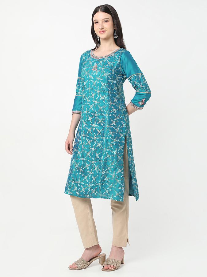 R&B Women's Teal Printed Kurta