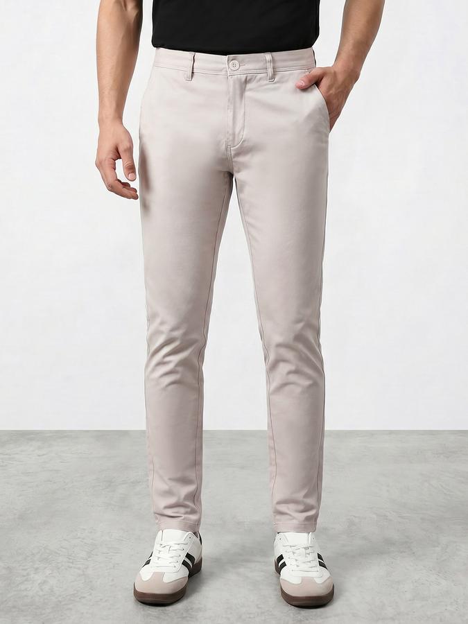 R&B Men's Ivory Slim Fit Trousers