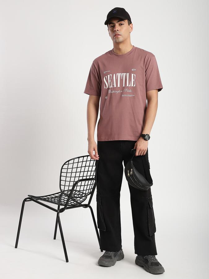 Men Cotton Relaxed Fit Crew Neck Graphic T-shirt