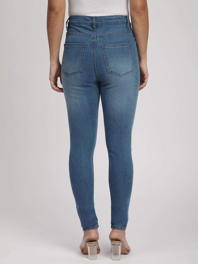 Women Stretch Denim Slim Fit High Rise Faded Jeans