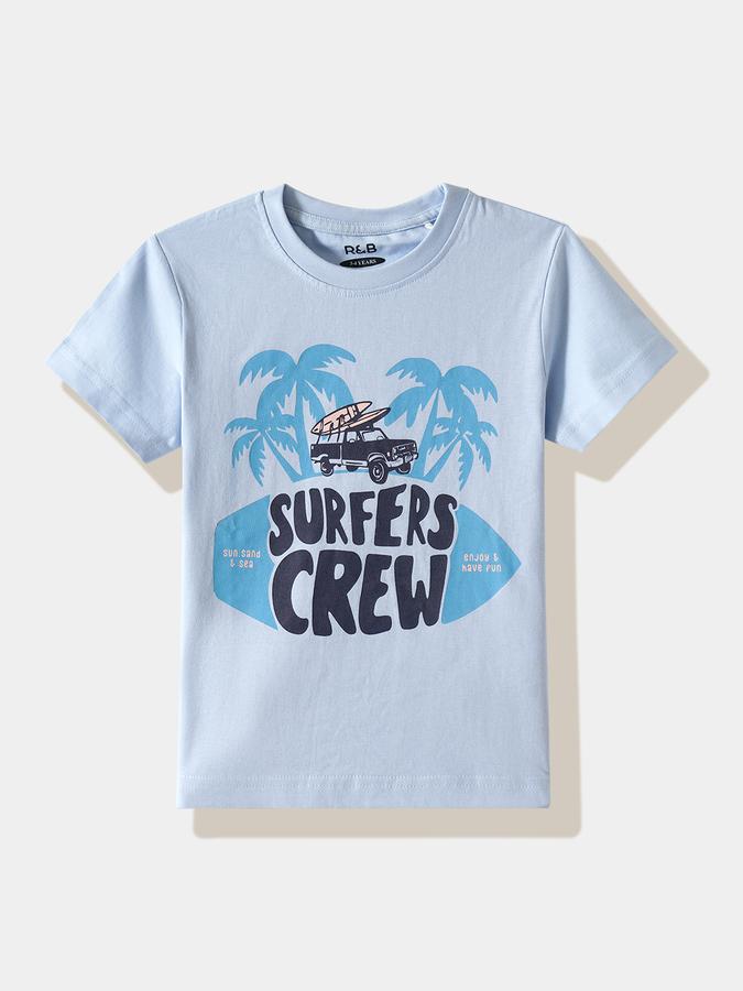 Boys Cotton Regular Fit Crew Neck Graphic T-shirt