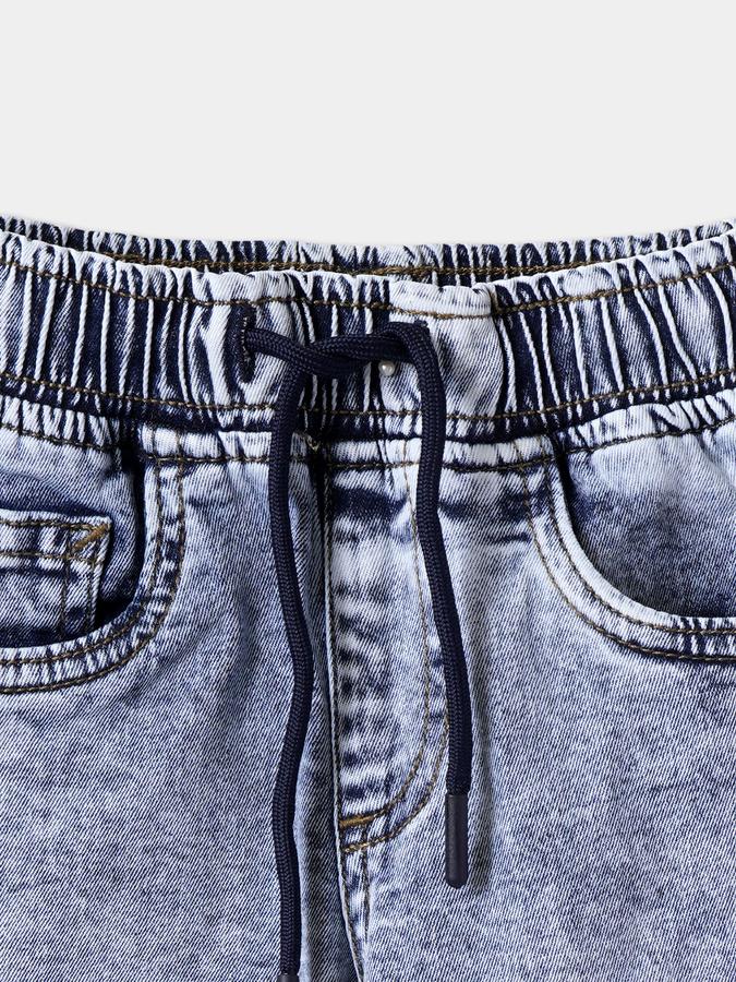 Boys Denim Relaxed Fit Drawstring Waist Clean Hem Jeans