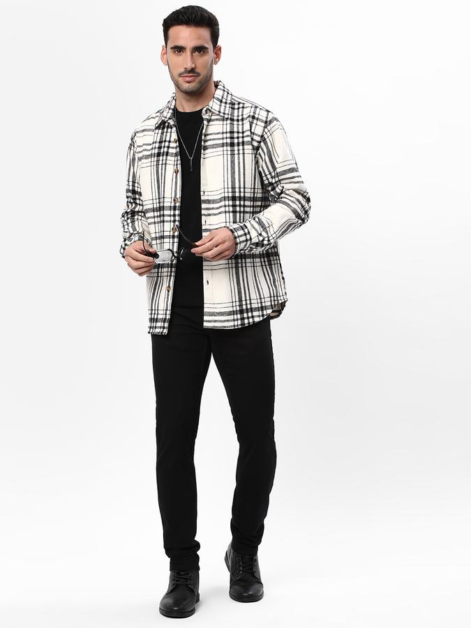 Men Checked Regular Fit Bikers Jacket image number 1