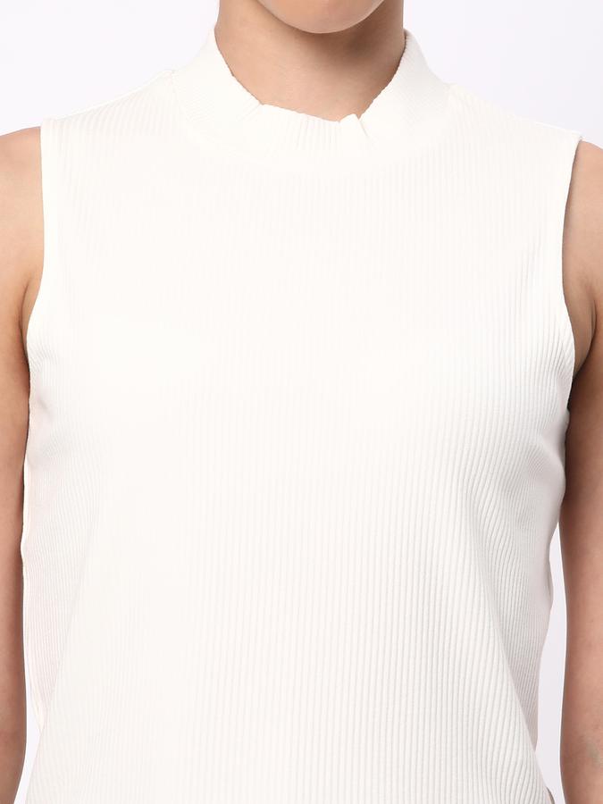 Women Ribbed Regular Fit High-Neck Top image number 3