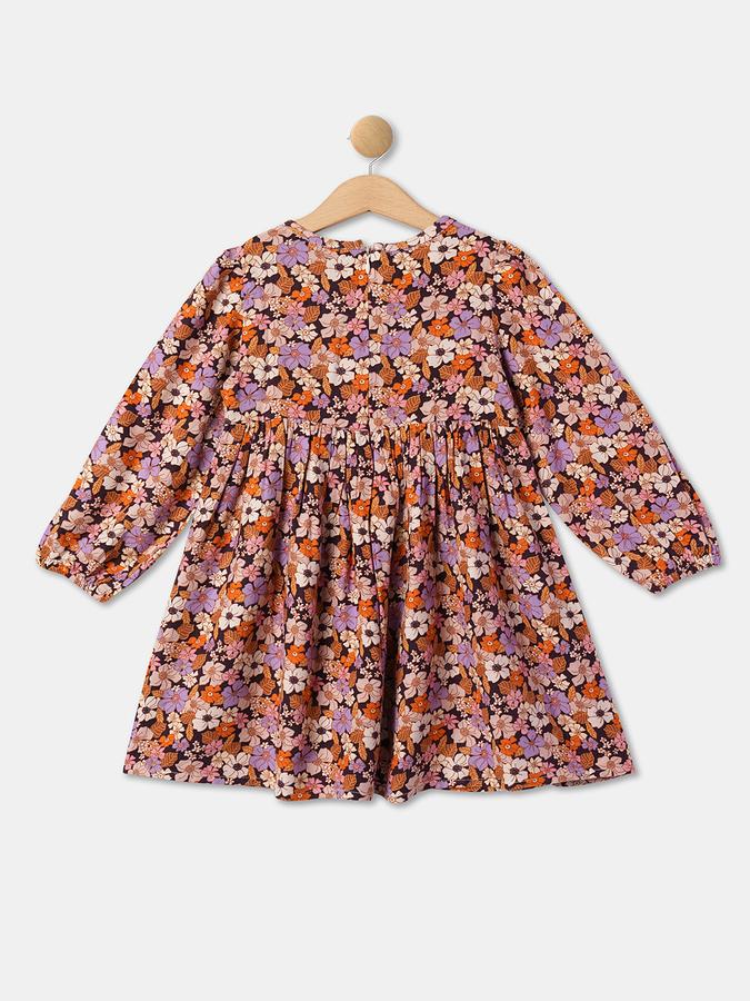 Girls Floral Print A-Line Dress image number 1