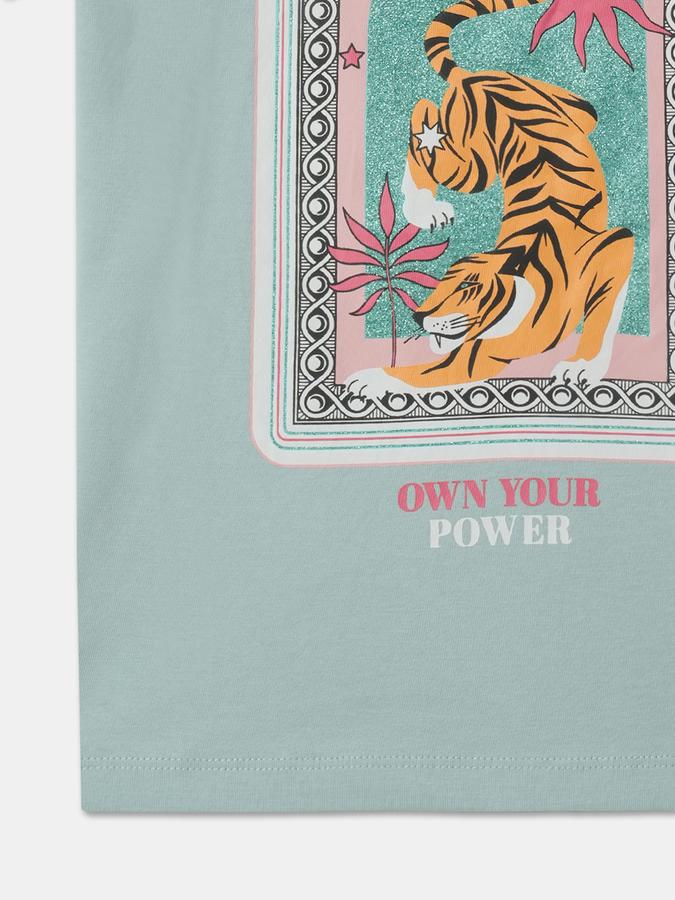 Girls Graphic Print Regular Fit Round-Neck T-Shirt image number 3