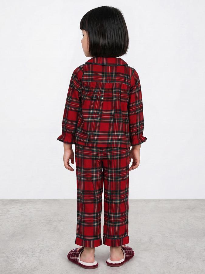 R&B Girls Red Check Long Sleeve Top and Pyjama Set