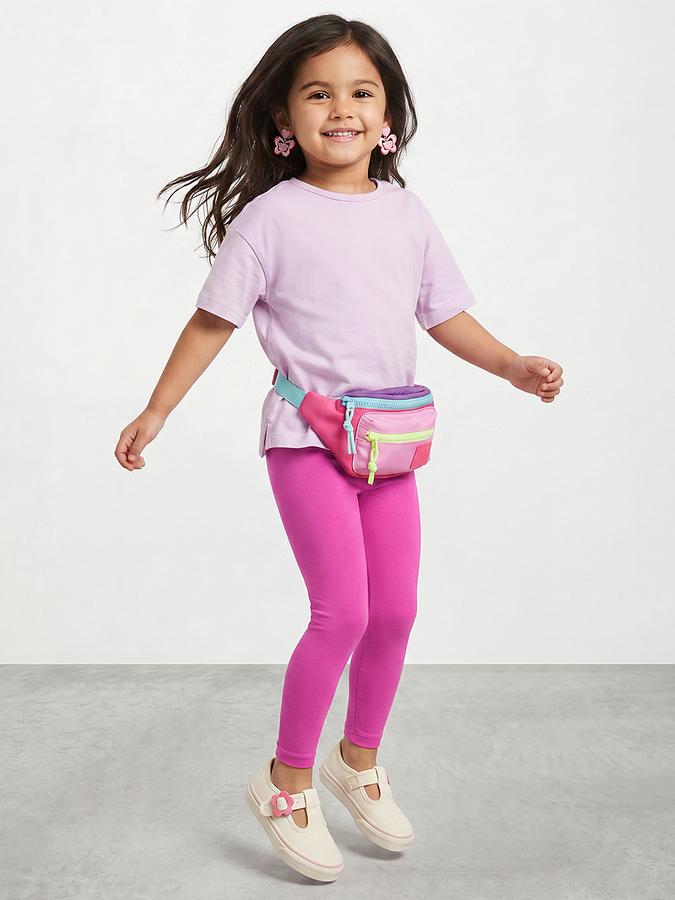 R&B Girl Pink Solid Cotton Blend Leggings