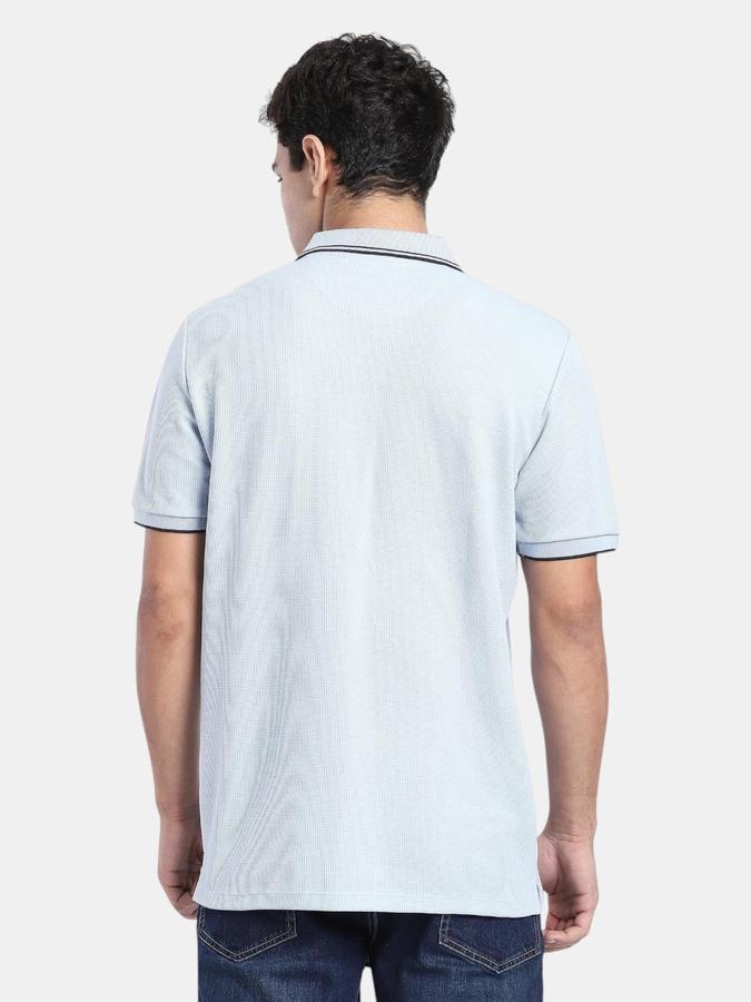 R&B Blue Solid Men Short Sleeve Polo T-shirt