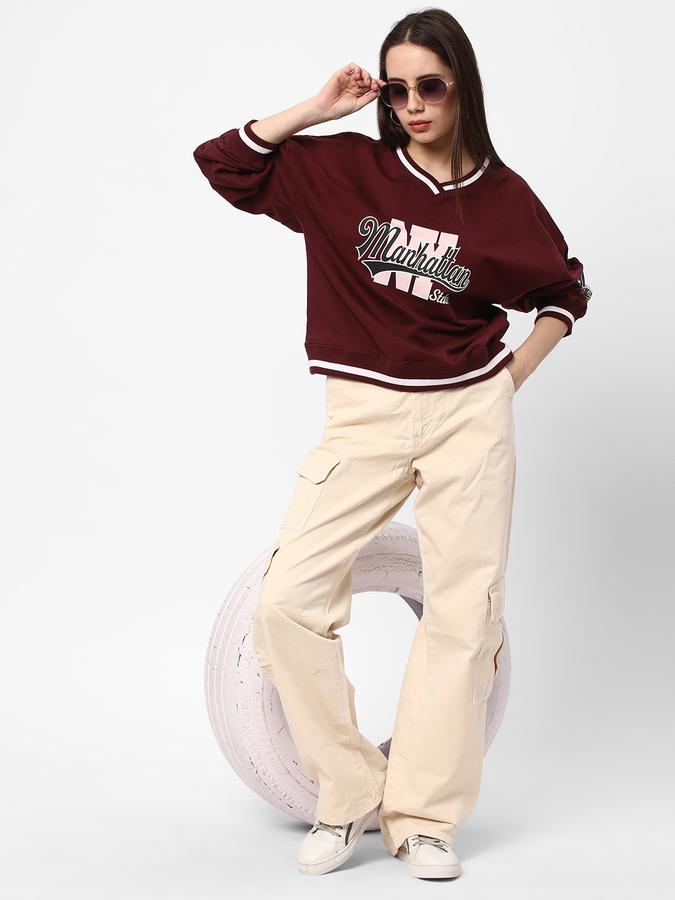 Women Oversized Fit Graphic Print Sweatshirt image number 1