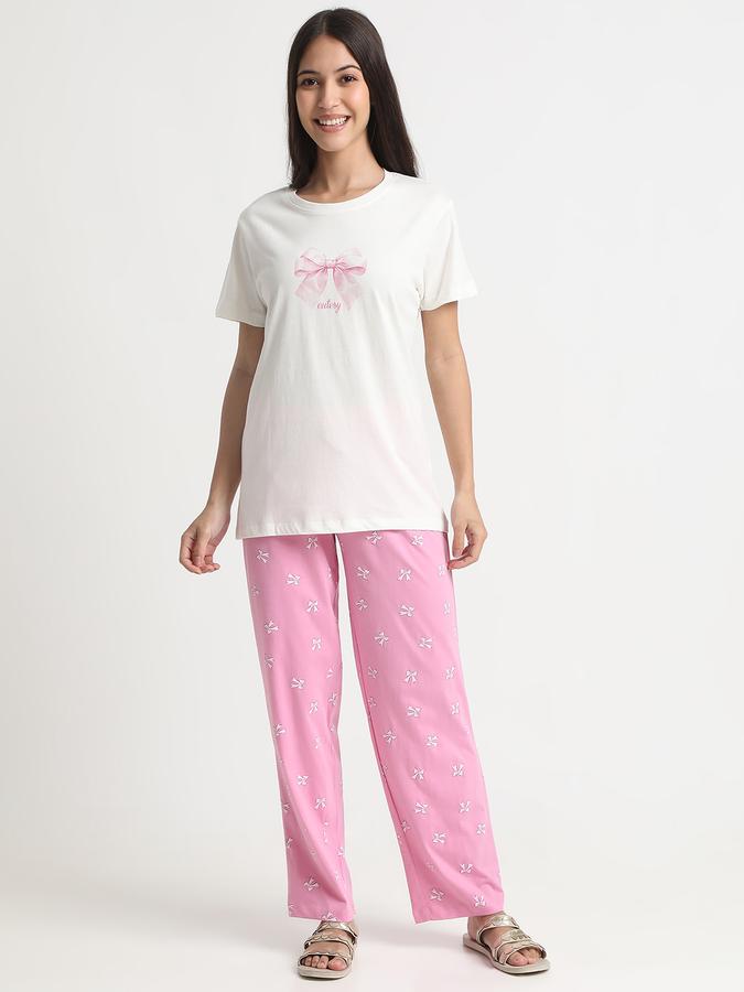 R&B Women Ivory Printed Pyjama Set