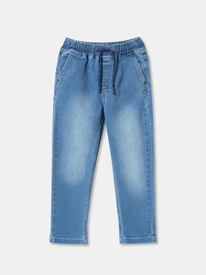 Boys PolyRelaxed Fit Mid Waist Solid Jeans