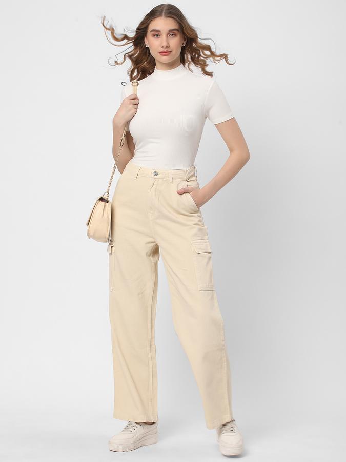 Women Ribbed Regular Fit High-Neck Top image number 1
