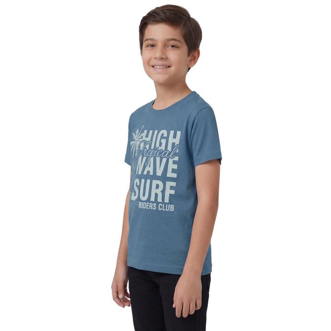 R&B Boy Blue Cotton Printed Round Neck T-Shirt