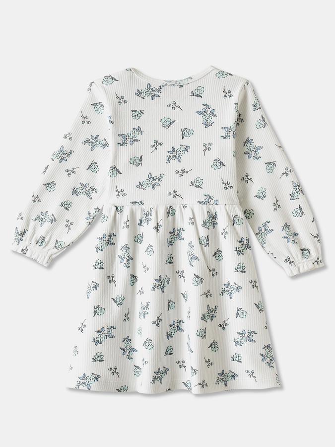 Girls Cotton Regular Fit Round Neck Printed Dress