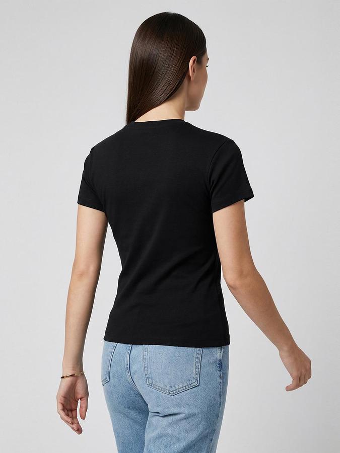 R&B Black Solid Women Fitted Top 