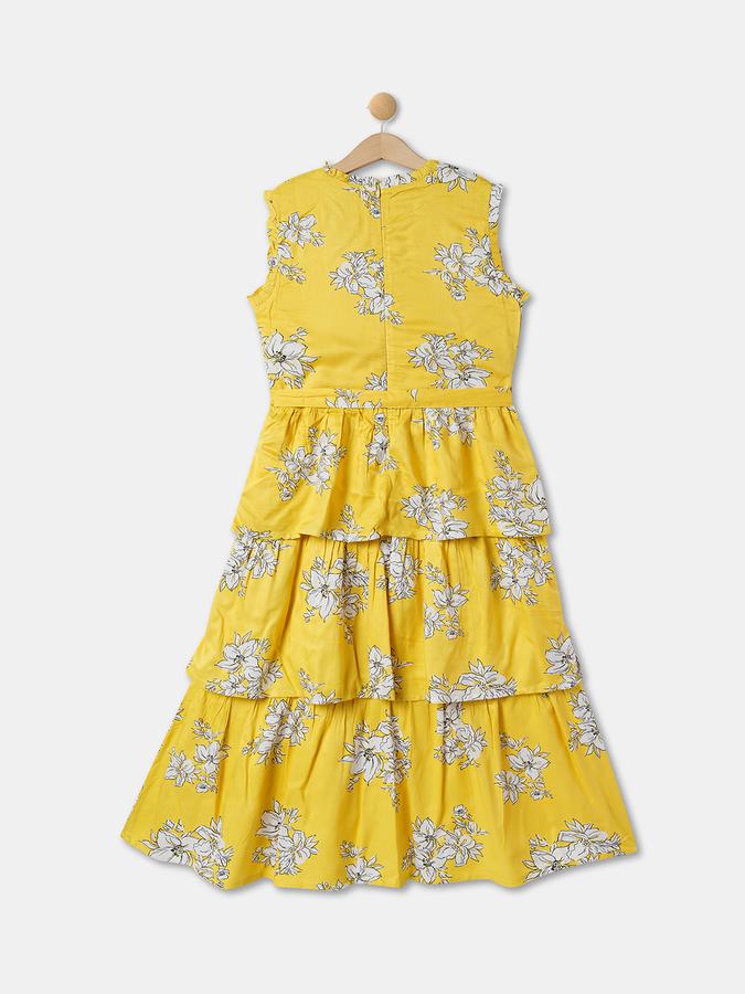 Girls Floral Print A-Line Dress image number 1
