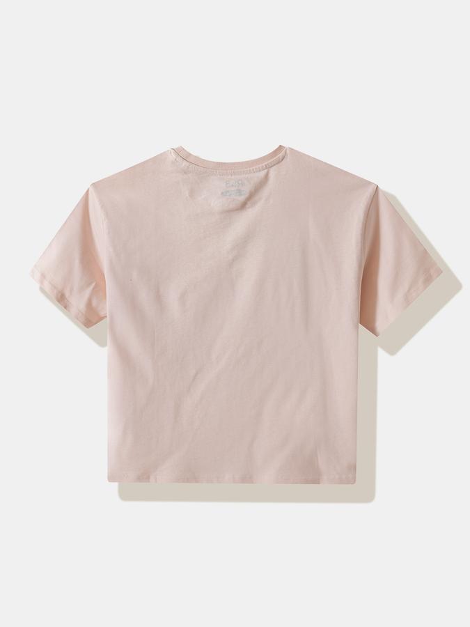 Girls Cotton Regular Fit Crew Neck Graphic T-shirt