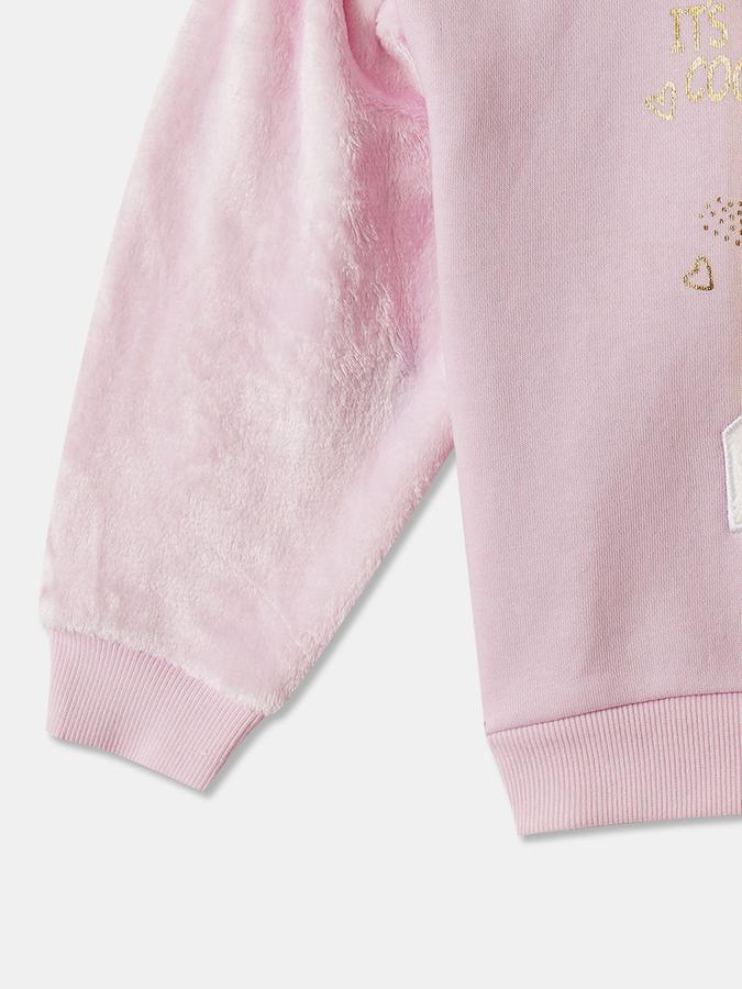 Girls Cotton Blend Regular Fit Hooded Pullover Graphic Hoodie