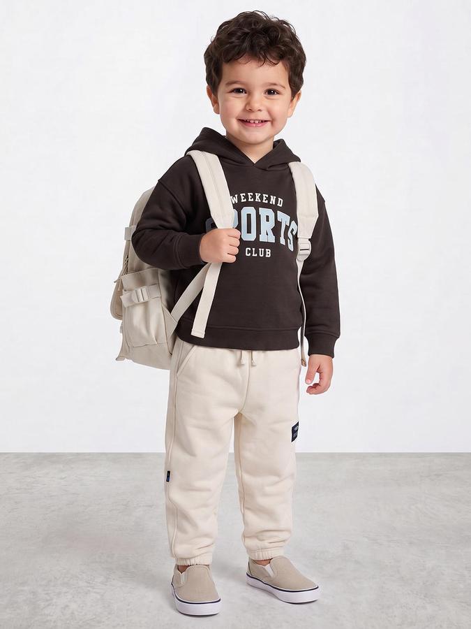 R&B Boys Brown Graphic Print Hooded Long Sleeves Sweatshirt