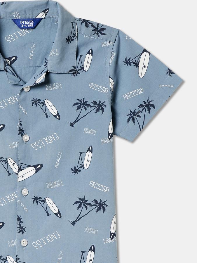 Boys Regular Fit Short Sleeve Camp Collar Shirt