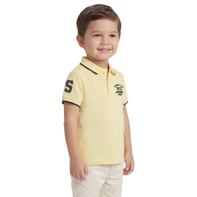 R&B Boy Yellow Cotton Printed Polo Collar T-Shirt