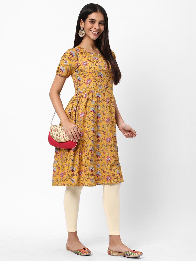 Women Floral Print Flared Kurta image number 1