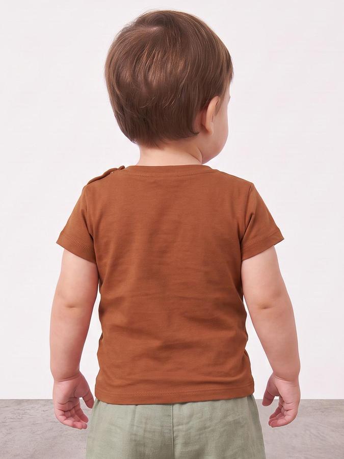 R&B Boys Rust Graphic Short Sleeves Round Neck Pure Cotton T-Shirt