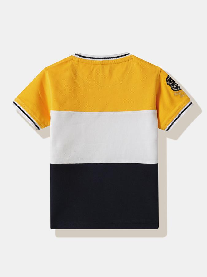 Boys Cotton Regular Fit Crew Neck Color-Block T-shirt