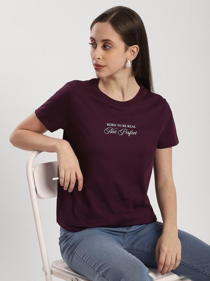 Women Cotton Regular Fit Crew Neck Graphic T-shirt