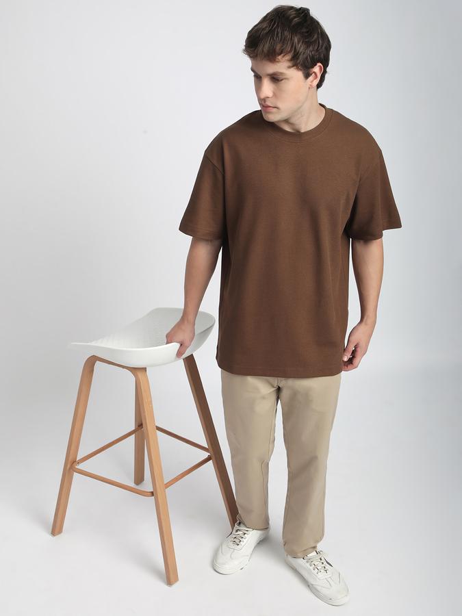 Men Polycotton Loose Fit Crew Neck Solid T-shirt