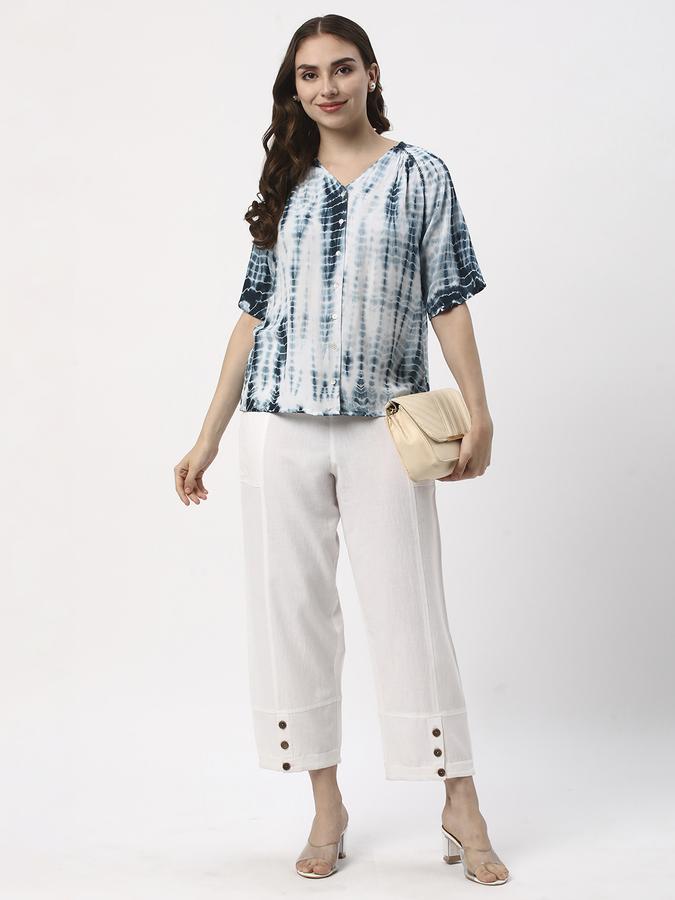 Women Rayon Relaxed Fit V-Neck Tie-Dye Ethnic Top