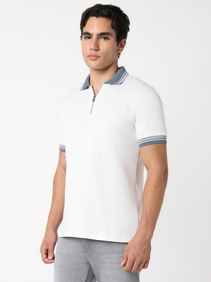 Self Design Men Peter Pan Collar T-Shirt image number 2