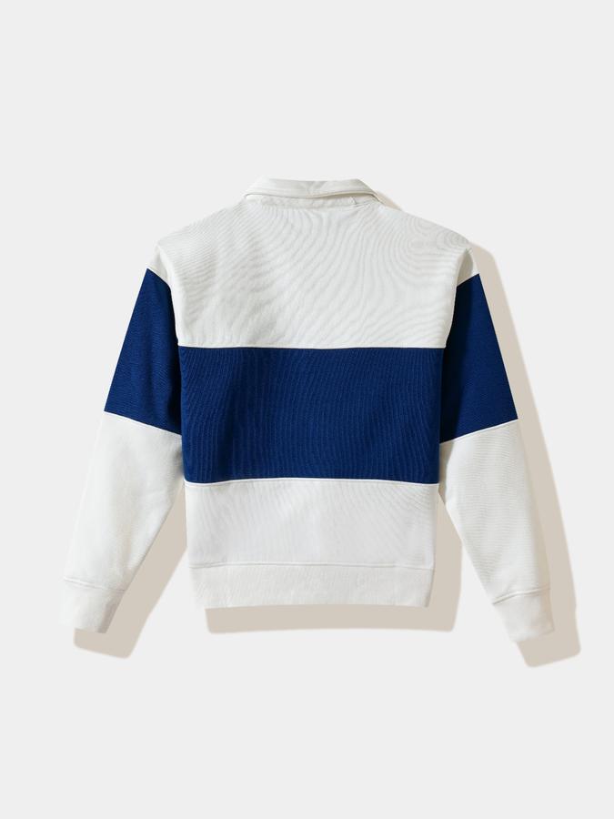 Girls Cotton Blend Regular Fit Polo Collar Colorblock Sweatshirt