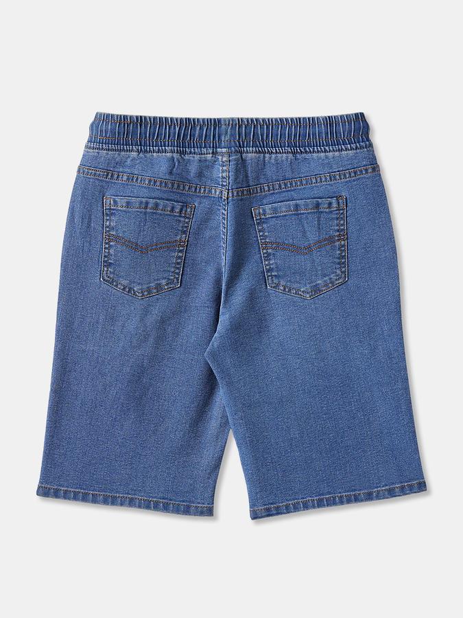 Boys Denim Relaxed Fit Elastic Waist Drawstring Shorts