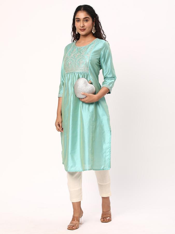 R&B Women's Embroidered Regular Straight Kurta 3-Q Sleeves image number 1