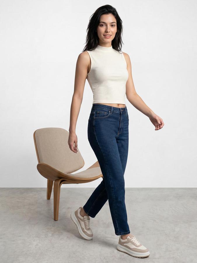 R&B Cream Women Textured Sleeveless Top
