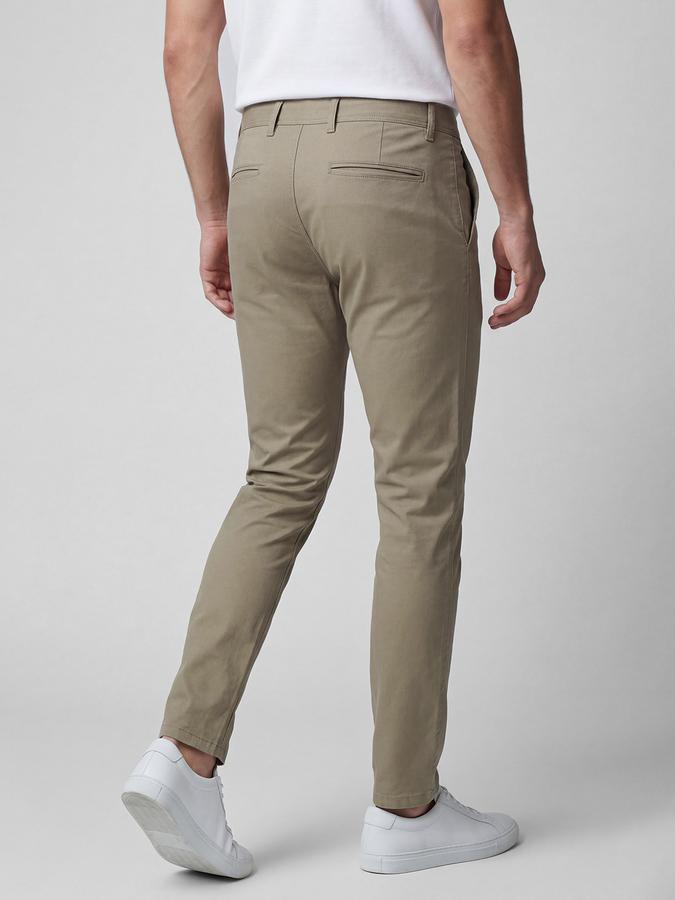 R&B Olive Solid Men Mid-Rise Slim Fit Trouser