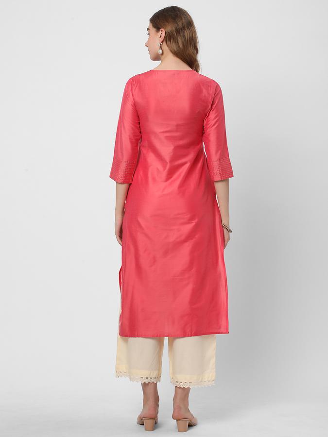 Women V-Neck Straight Kurta  image number 2