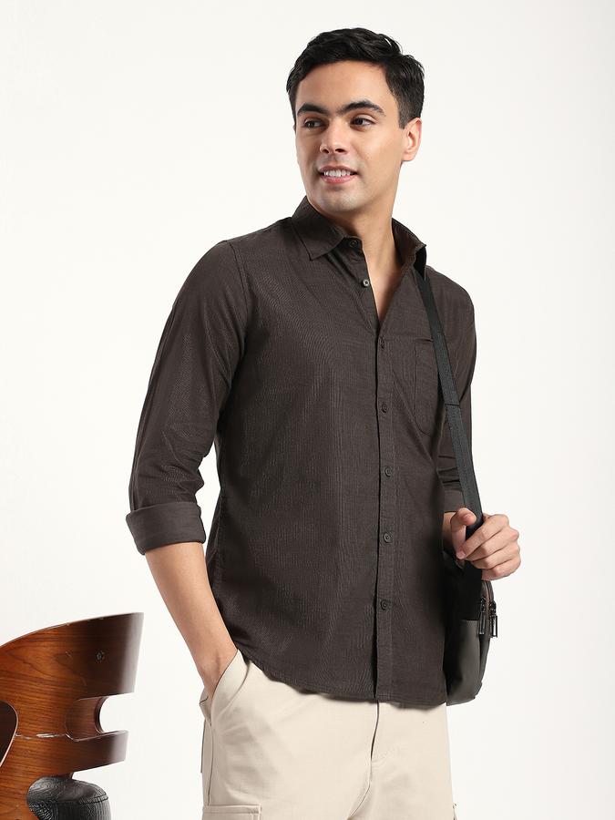 Men Cotton Regular Fit Shirt Collar Textured Shirt