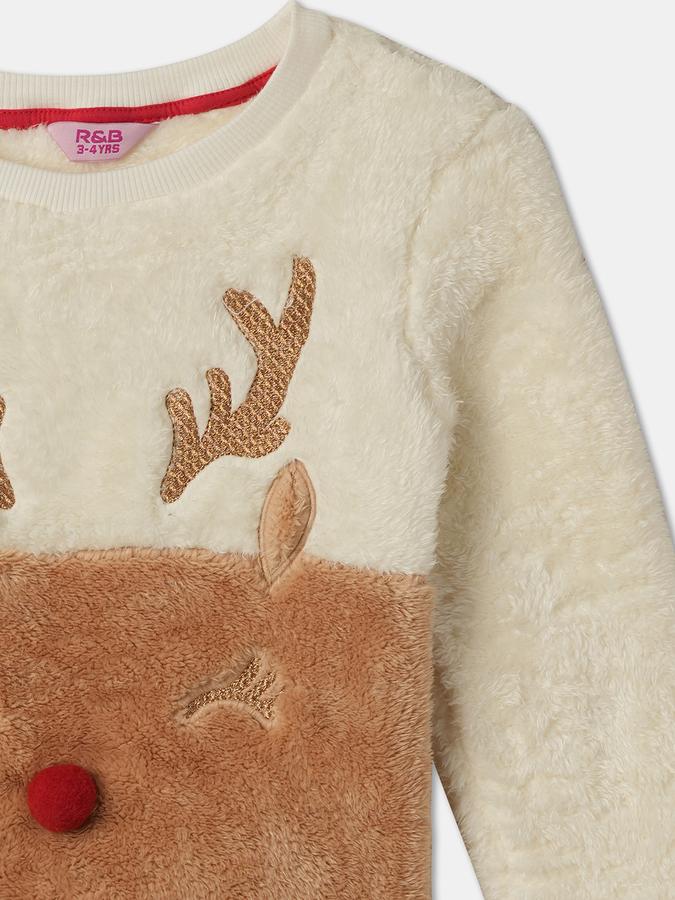 R&B Girls' White Embellished Sweatshirt