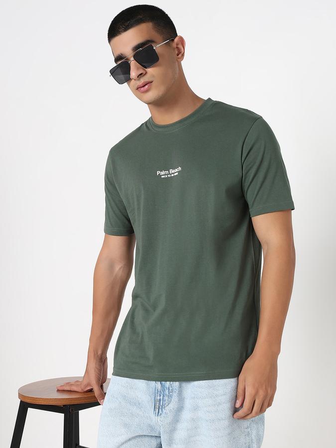 R&B Men's Pine Green Printed T-Shirt