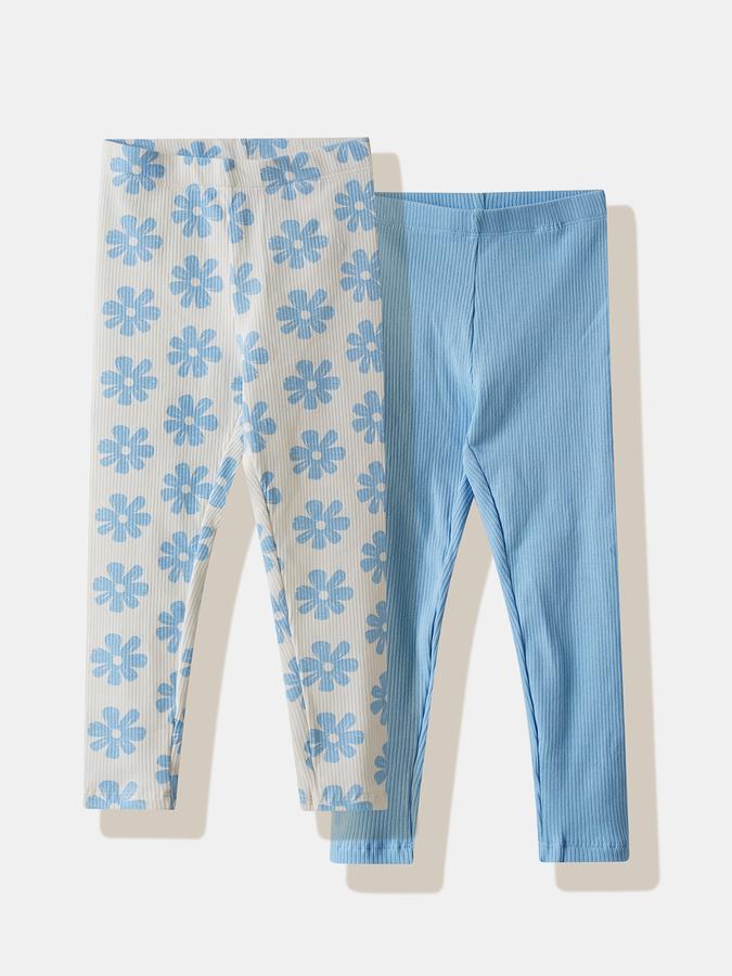 Girls Cotton Blend Skinny Fit Elastic Waist Printed Leggings